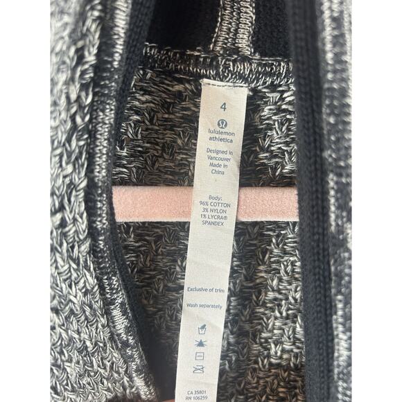 Lululemon Size 4 Cardigan Cotton Tweed Black gray Post Practice pockets thumb - Picture 2 of 7